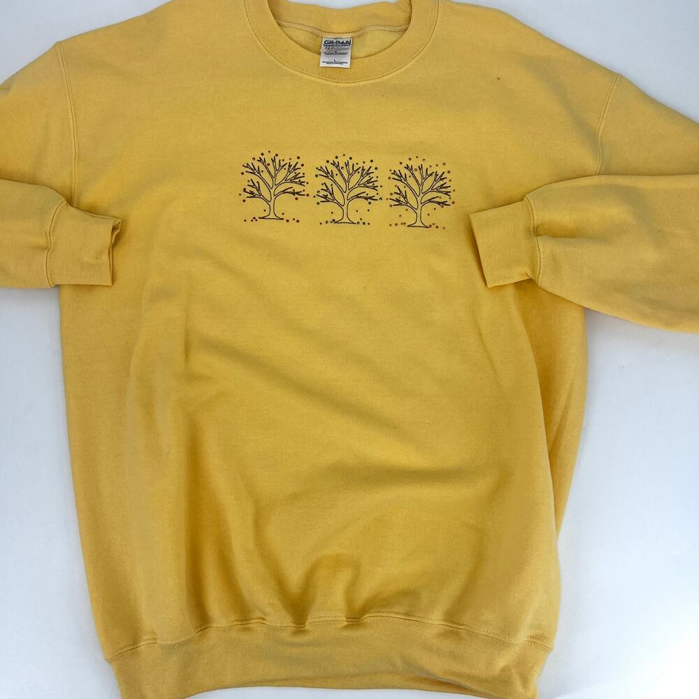 Vintage Womens Fall Leaves Studs Gildan Heavy Weight Blend Yellow Sweatshirt L